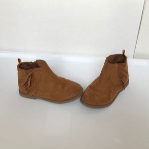 Tan Toddler Ankle Booties with Fringe